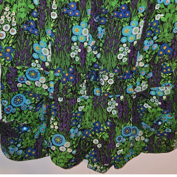 Anna Sui Shorts Romper 2010 Collection Floral Silk Linen Petal Collar USA Size 4 - Picture 12 of 14
